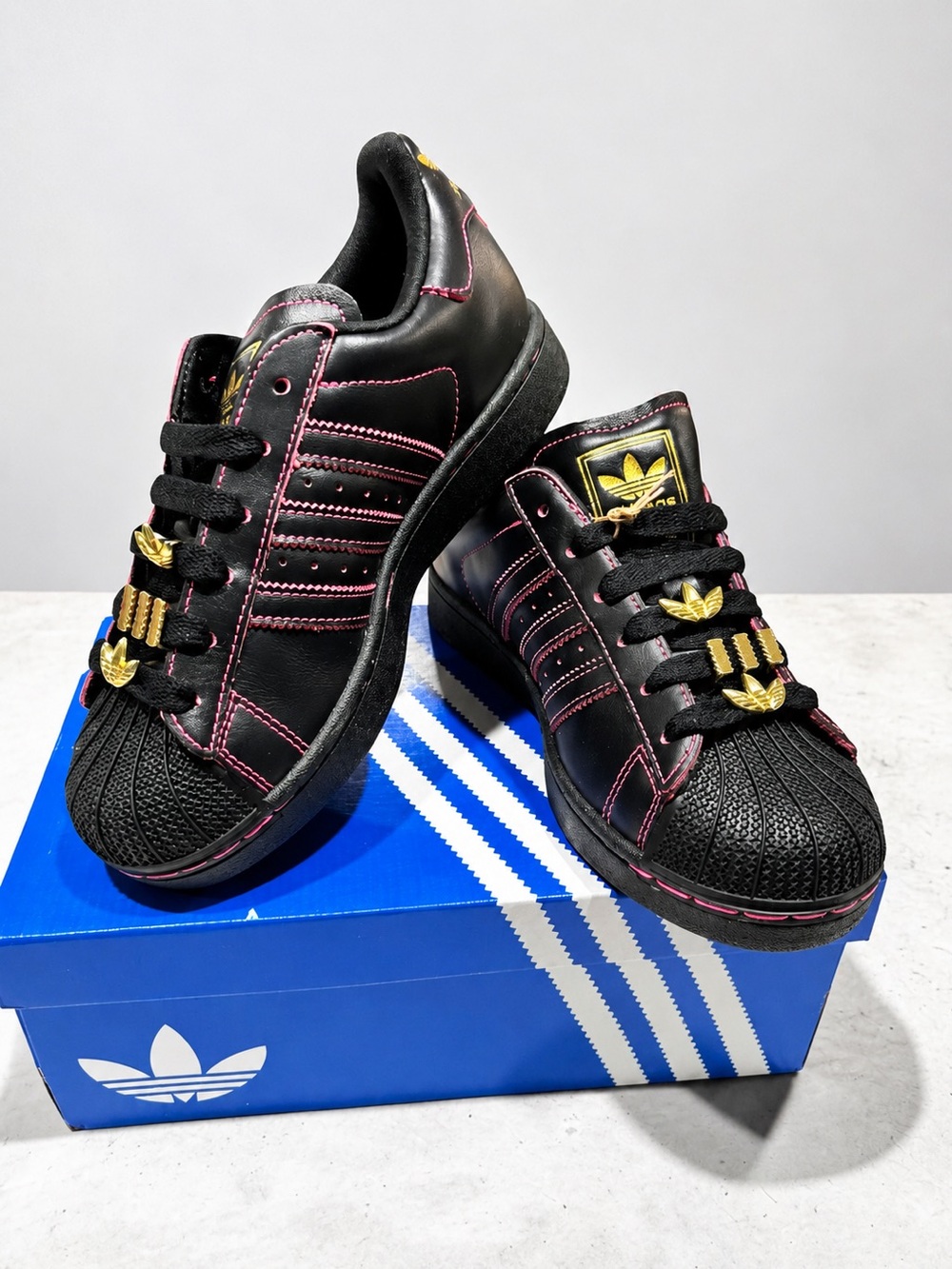 Adidas Superstar II W Black Pink Gold Sneakers Size 6 Women NWT JS1380